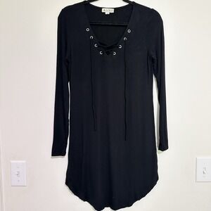 LOLO Black Witchy Gothic Lace Up Bodycon Dress Grunge No‎ Size See Measurements